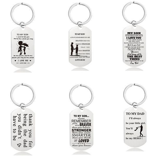 

fashion stainless steel letters designer keychain to my son key chain keyring for fathers mothers day silver car keychains mum dad jewelry g