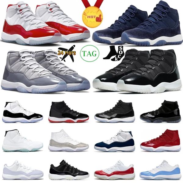 

jumpman 11 11s mens basketball shoes retro cherry midnight navy cool grey 25th anniversary 72-10 low bred legend blue space jam platinum tin