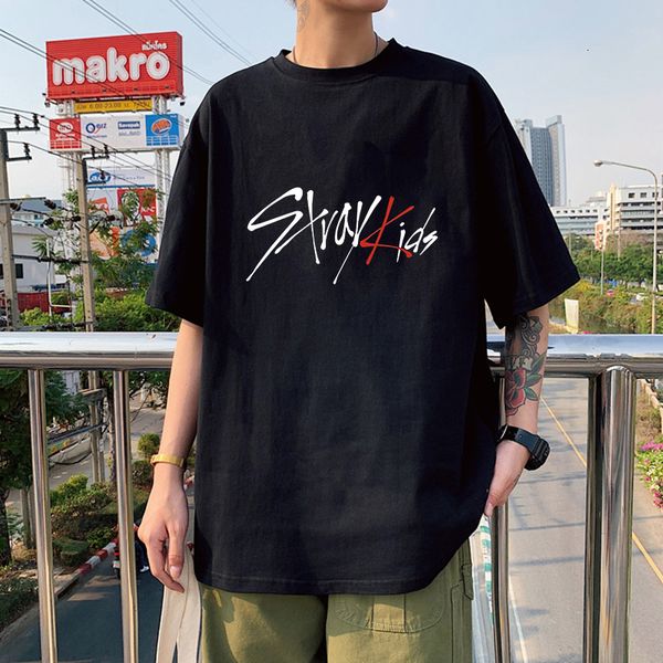 

men's t-shirts kpop stray kids singer t shirt men fashion streetwear harajuku straykids letter graphic summer y2k oversize o-neck short, White;black