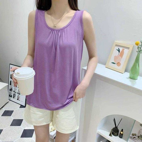 

summer modal camis loose pleated womens plus size sleeveless outdoor all, White
