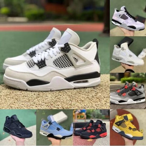 

military black 4 4s basketball shoes jumpman mens university blue zen master cement cat cream sail white oreo bred infrared cool grey traine