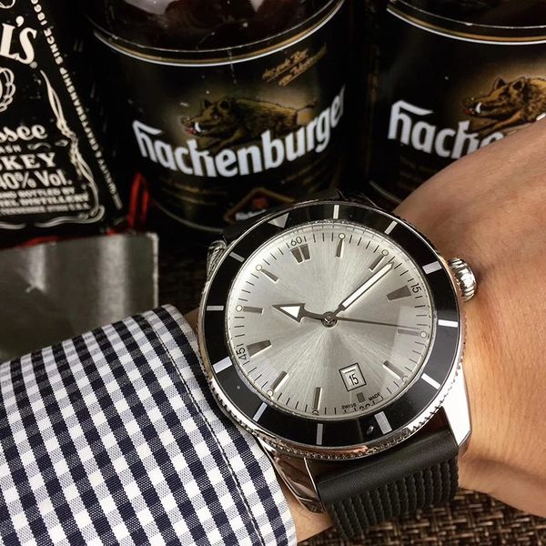 

mens automatic mechanical watches round stainless steel waterproof wristwatch big dial sapphire watch classical business watches lovers gift, Slivery;brown