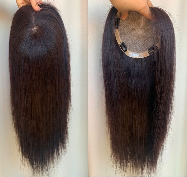 

double drawn silk hair er, 6.3" x 6.3" 100% virgin human hair toupee for women, 12in~16in straight part closure, one-length. 110%, Black;brown