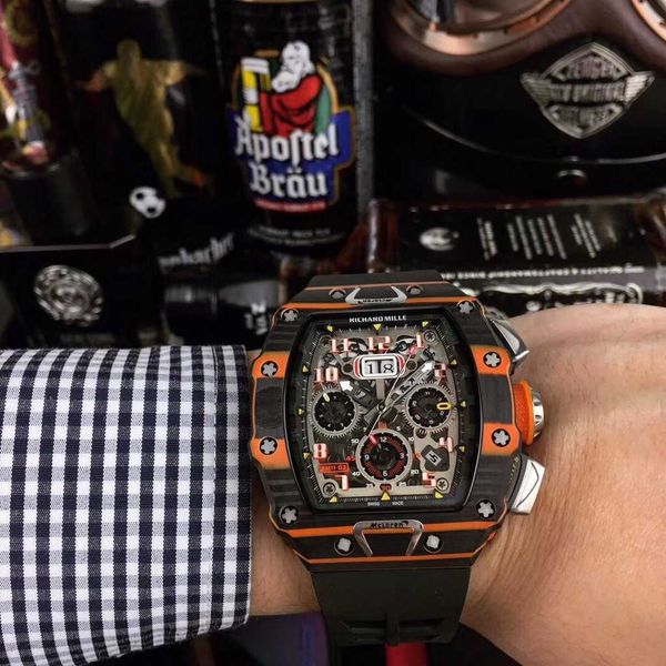 

luxury mechanical watch richar mills rm11-03 swiss automatic movement sapphire mirror imported rubber strap noq4, Slivery;brown