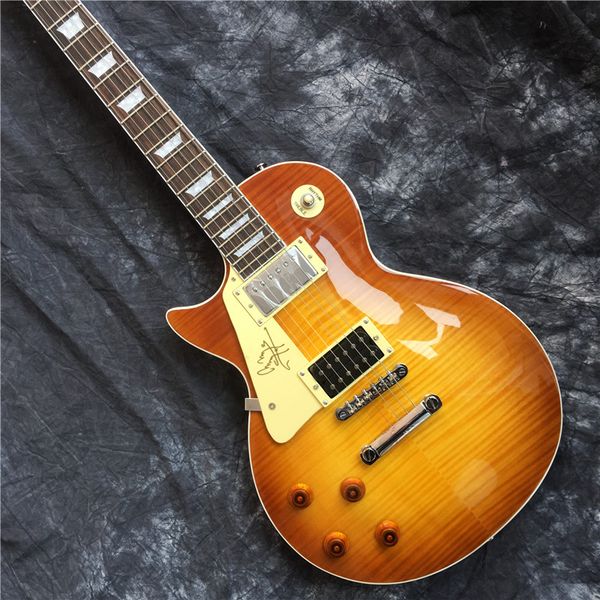 

selling standard electric guitar, left-handed lp guitar, striped tiger maple, mahogany neck wood.