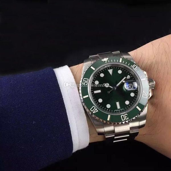 

mens watches 40mm ceramic bezel full stainless steel automatic mechanics movment 116610 reloj de lujo sapphire 5atm waterproof wat289t, Slivery;brown