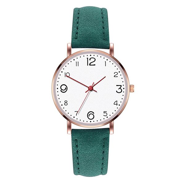 

hbp womens watches easy to read arabic numerals dial quartz movement electronic watch leather strap business wristwatches, Slivery;brown