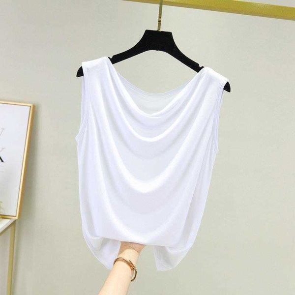 

modal vest womens tanks summer sleeveless off neck loose slimming bottoming, White
