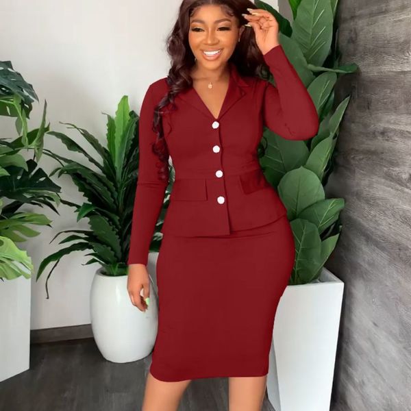 

two piece dress in skirt sets outifits office lady clothing elegant clothes fall winter ol 2 suits for female 230331, White