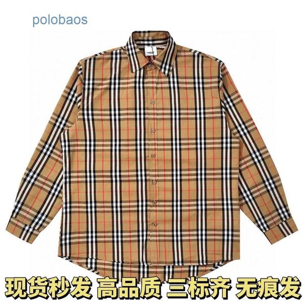

brand burbersys clothes 2023 spring new classic plaid shirt men and women's fashion trend casual loose couple coat long sleeve, White;black