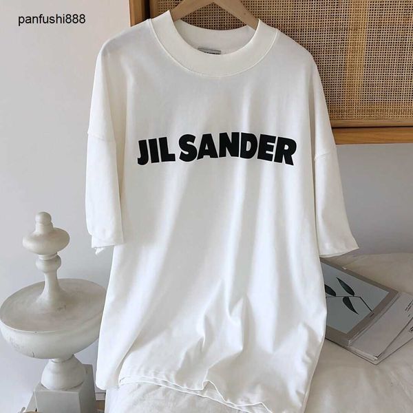 

casual sweater jier sanders high edition jil minimal sander letter cotton short sleeve loose large fashion men's and women's coupl, White;black