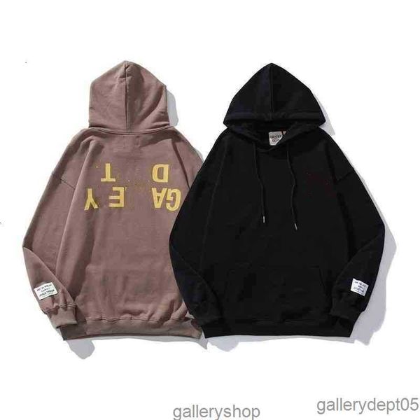 

men's hoodies sweatshirts fashion galleryes casual american european inverted letter printing women's cotton loose hoodie sweate, Black