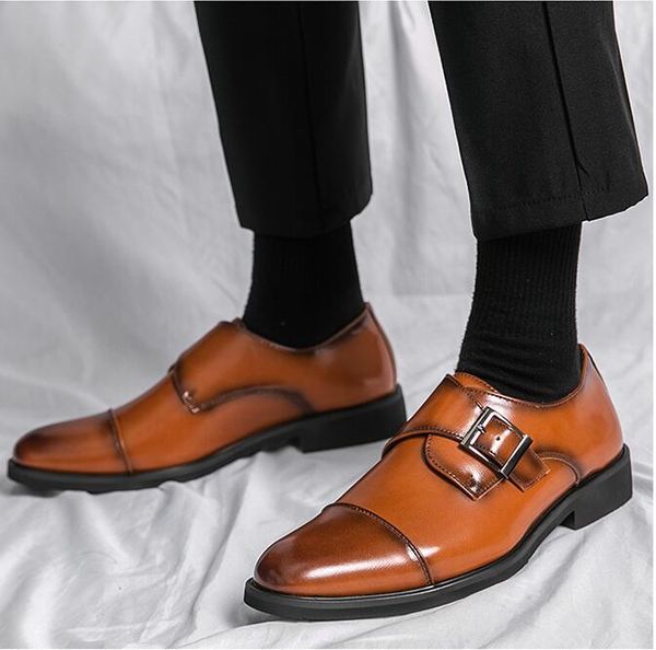 

men casual handmade shoes brock oxford retro moccasins men classic business office formal boos shoes buckle wedding shoes, Black