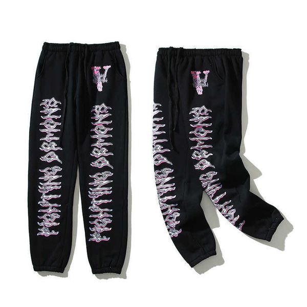

american high street new letter 999 design sportswear pants leggings casual pants men's and women's plush pants, Black;white