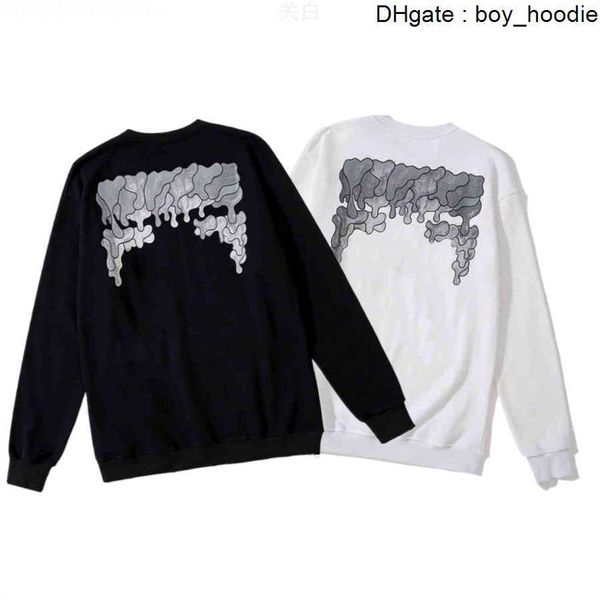 

%60 off style trendy fashion sweater painted arrow crow stripe loose hoodie men's and women's t-shirts offs white, Black