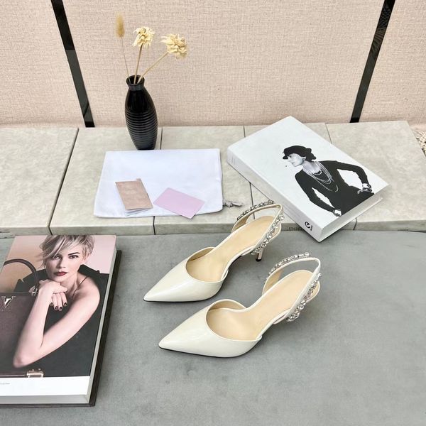 

luxury design sandals high heels white pearl single arch strap sandals pointy high heels heels 6.5cm heels 8.5cm, Black
