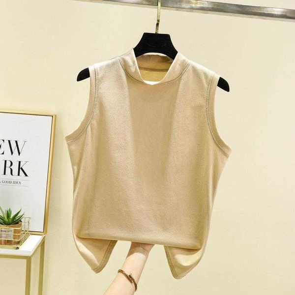 

pure color half collar camisole womens inner wear spring summer outdoor thin, White
