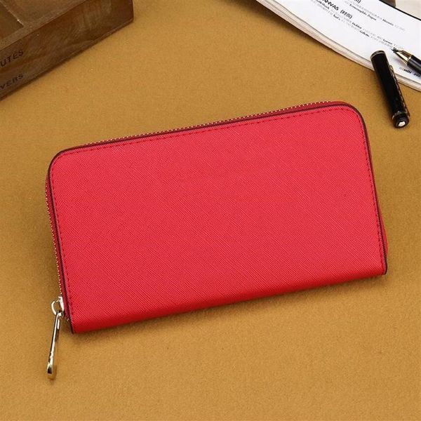 

2021 whole lady long wallet multicolor coin purse card holder women classic zipper pocke2799, Red;black