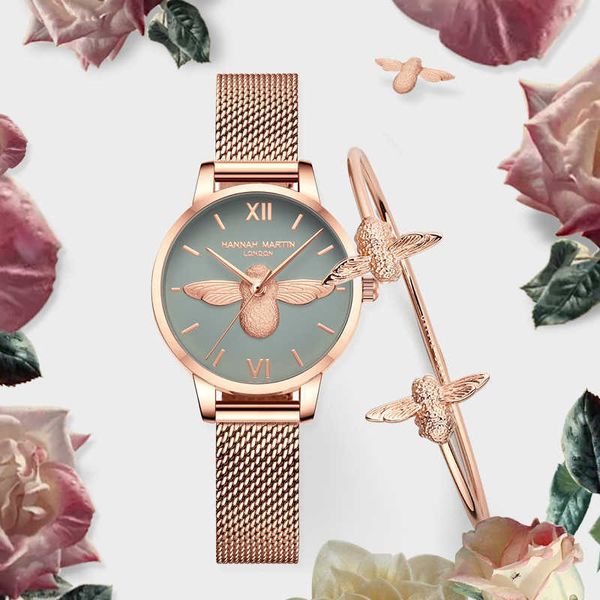 

female designer casual fashion quartz watch luxury waterproof quartz small bee women watch, Slivery;golden