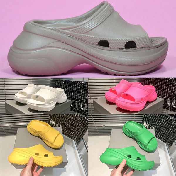 

2023 wmns croc pool slide sandal women designer sandals wedge platform clogs waterproof shoes green thick bottom croos slippers slides, Black