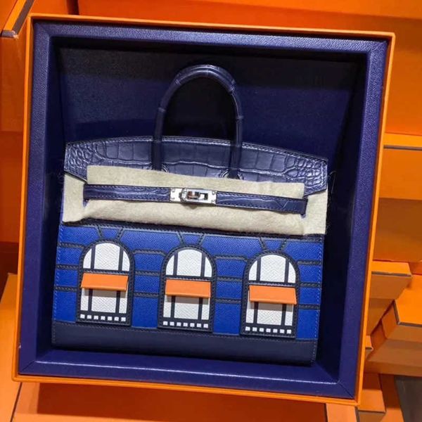 

birkin totes bag handbags full hand sewn american alligator leather house color contrast lady handbag luxu