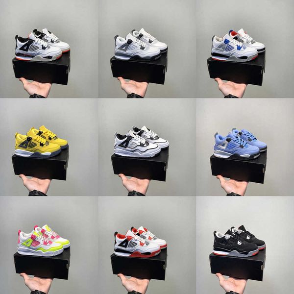 

4 4s basketball shoes for kids designers jumpman iv youth boys girls university blue black cat white cement fire red cactus jack motorsports