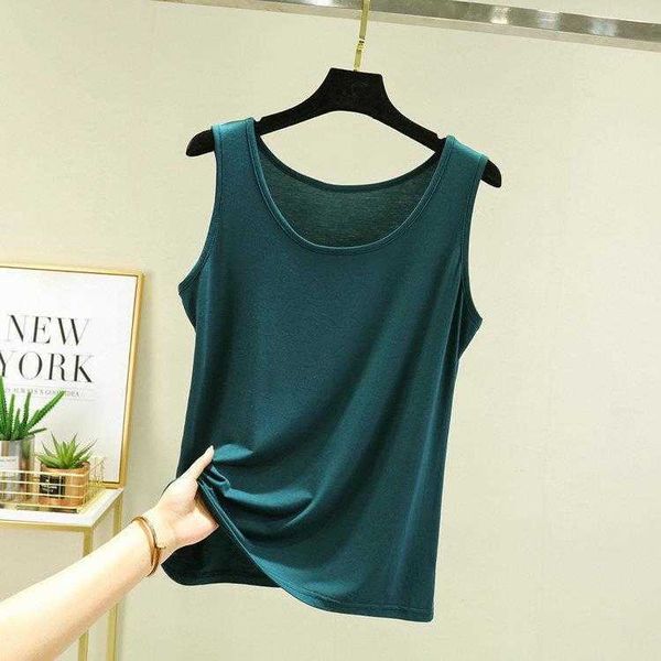 

korean style large tank size plump girls round neck vest female modal cotton loose, White