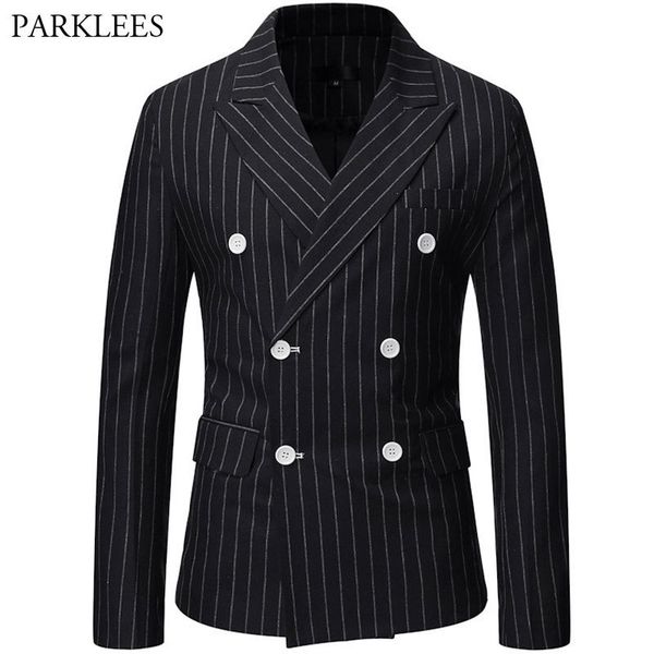 

men's suits blazers black stripe men's jacket fashion double breast men's jacket casual business tuexdo clothing men's c, White;black