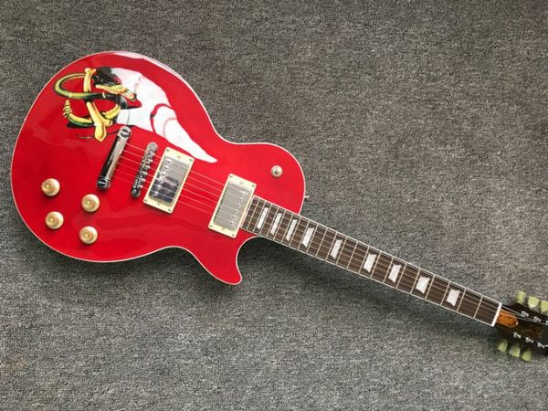 

new, wholesale standard 6-string electric guitar, maple red, snake on body