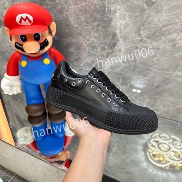 

r casual shoes womens leather lace-up sneaker fashion lady flat designer running trainers letters woman shoe platform men gym sneakers, Black