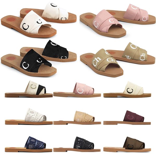 

slippers paris designer womens woody flat paris slippers slides linen white black fashion women outdoor beach slipper shoes size 35-42
