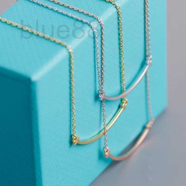 

earrings & necklace designer smooth smile small smiley face necklace s925 silver women's new style pendant collarbone chain a5ef