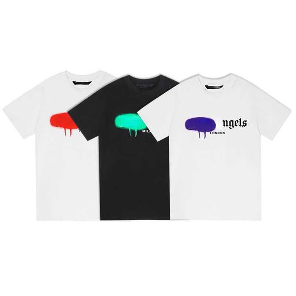 

pa mens lm short sleeved t shirt designer tshirt spray printing sweatshirt men women casual half sleeves summer loose pullover tee, White;black
