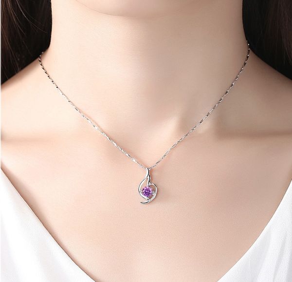 

wholesale lucky angel style pendant necklace inlaid rhinestone crystal twinkle decorate adjeustable length valentine's day gift women o, Silver
