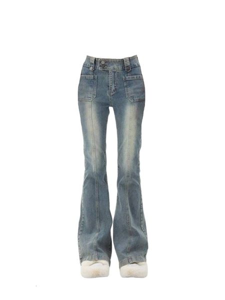 

women's jeans blue women gyaru flare pants high waist vintage denim bell bottom female harajuku streetwear chic 2000s trousers y2k 2303