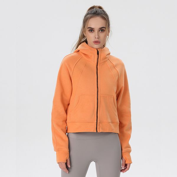 

women yoga ll jacket hooded long sleeves outfit solid color full zipper gym jackets shaping waist fitness jogger outfit sportswear for lady