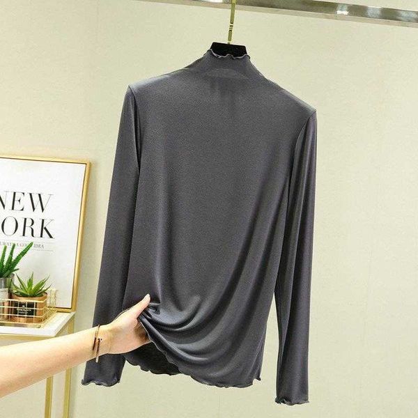 

spring and summer solid shirts color mask modal bottoming shirt womens high, White