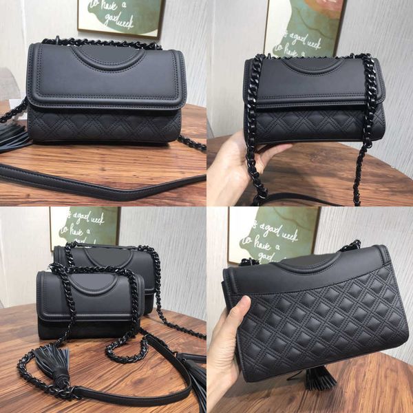 

shoulder bags luxurys handbags women matte black chain square tassel bag women designer real leather chain phone handbags 211220