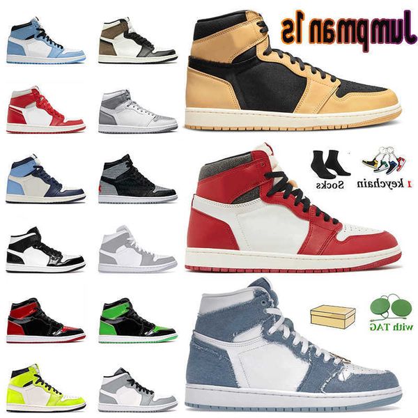 

1 jumpman denis 1s high og basketball shoes lost found heirloom stealth j1 sneakers light smoke grey university blue obsidian fragment women
