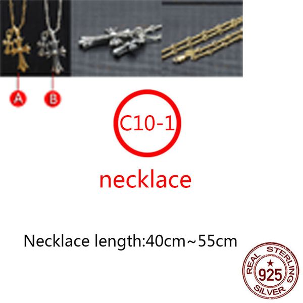 

c10-1 s925 sterling silver necklace personalized fashion punk hip hop style versatile gold plated cross flower letter shape gift for lover