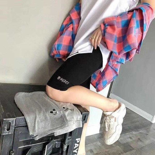 

leggings summer short outer wear embroidered fifth pants ice silk thread mask, White;black