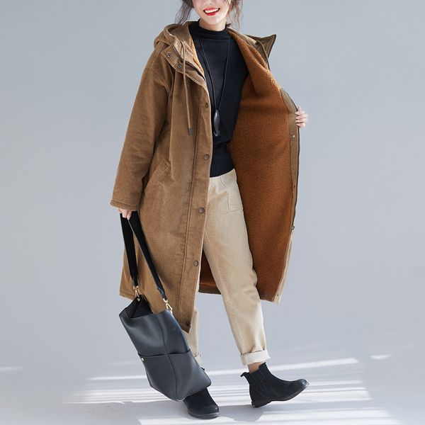 

women's trench coat clothes corduroy for women jacket outerwear french style turn down collar solid korean version 230331, Tan;black