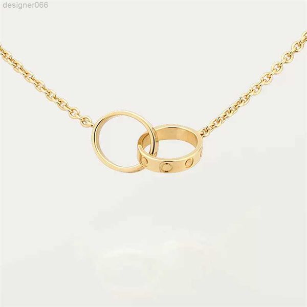 

fashion classic design pendant love screw cap necklace for men women double loop ring full cz two rows diamond pendant jewelry collares coll, Silver