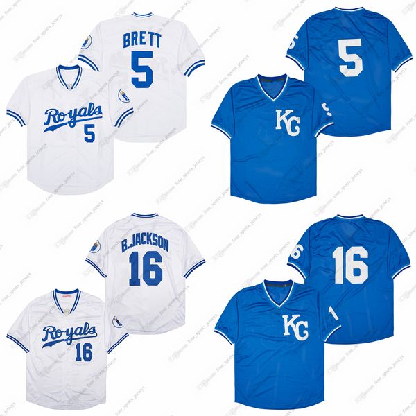 

baseball jerseys 5 george brett 16 bo jackson, Blue;black