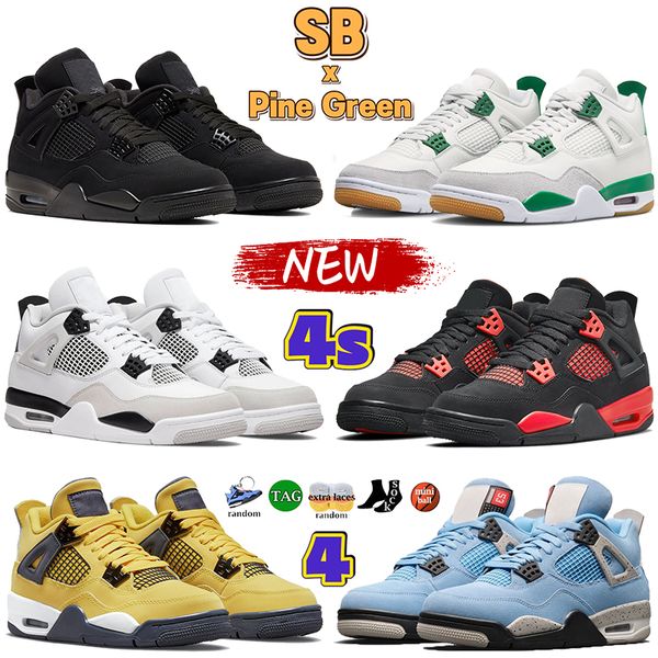 

4 jumpman 4s basketball casual shoes sb x pine green military black cat mens sneakers basketballshoe university blue red thunder white oreo