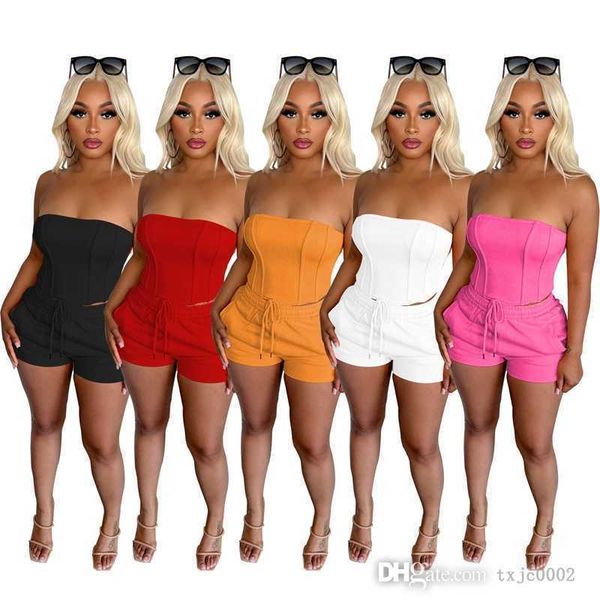 

2023 women designers clothes tracksuits summer solid color bra crop shorts outfits two piece set nightclub style suit, Gray