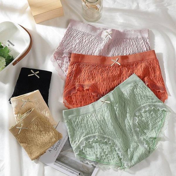 

women's panties 3pcs women's underwear seamless underwear cotton breathable girls mid waist plus size lace underwear women's, Black;pink