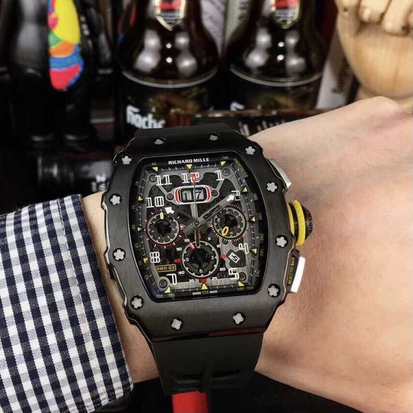 

luxury mechanical watch richar mills rm11-03 swiss automatic movement sapphire mirror rubber strap evjx, Slivery;brown