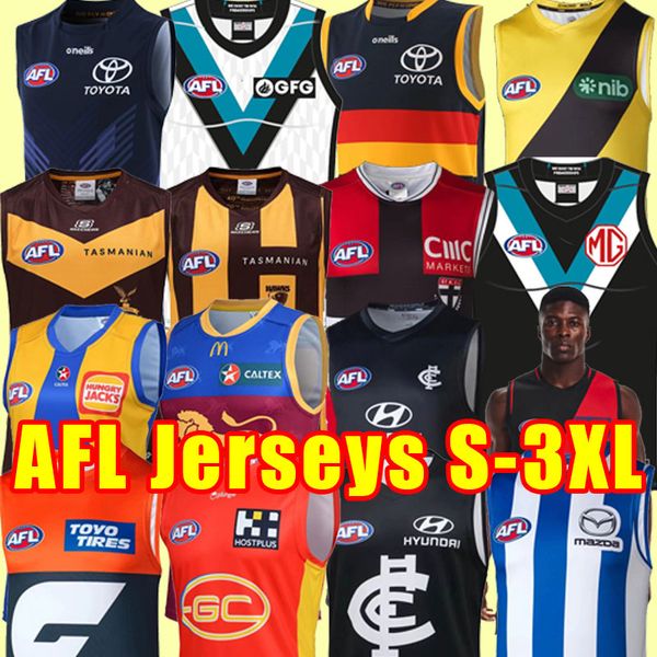 

australian rules afl port adelaide crows essendon bombers jersey football jerseys brisbane lions fremantle dockers tank gold coast suns hawt, White;black