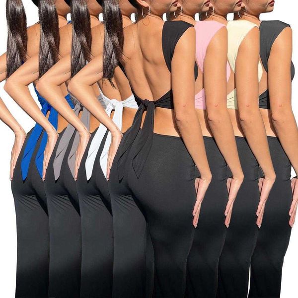 

womens fashion blouses slim solid color lace up backless short top, White